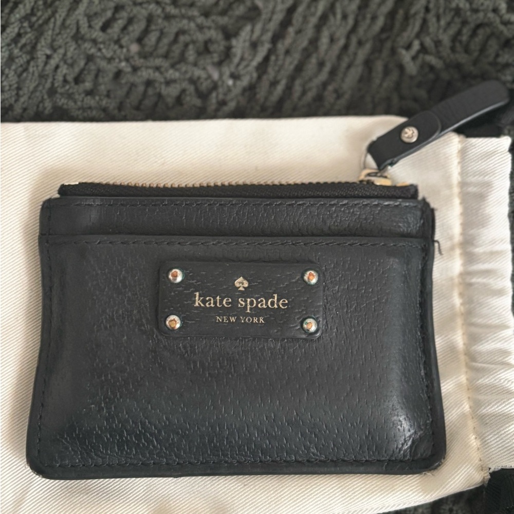 Kate Spade Black Leather Zip Pouch